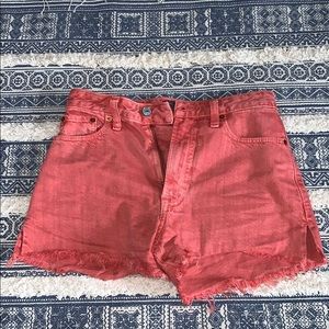 Red jean shorts from Abercrombie and Fitch